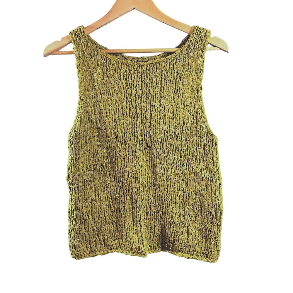 Eileen Fisher Olive Green Textured Sleeveless Shell